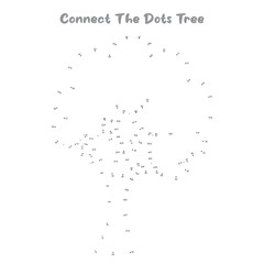Connect The Dots and Draw tree coloring page, Educational Game for Kids. line drawing for kids, 