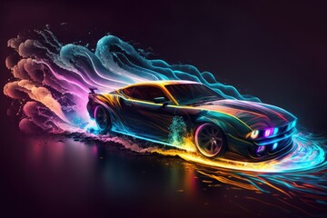 Unleashing the Power of Color Knight Rider's Rainbow Stream Automobile Takes the Stage Generative AI	