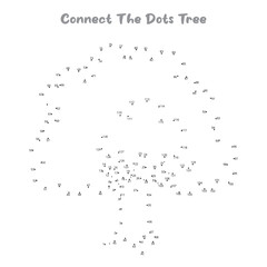 Obraz premium Connect The Dots and Draw tree coloring page, Educational Game for Kids. line drawing for kids, 