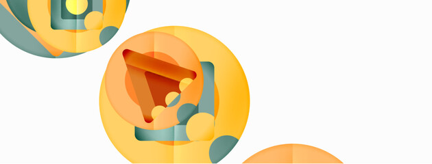 Trendy minimal geometric abstract background. Triangles, squares and circles bright colors backdrop. Vector Illustration For Wallpaper, Banner, Background, Card, Book Illustration, landing page