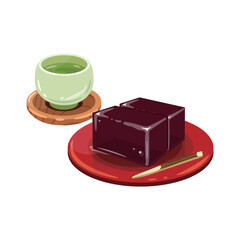 お茶　羊羹1