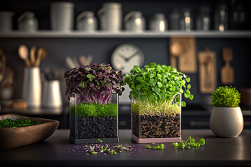 growing microgreens at home. illustration Generative AI