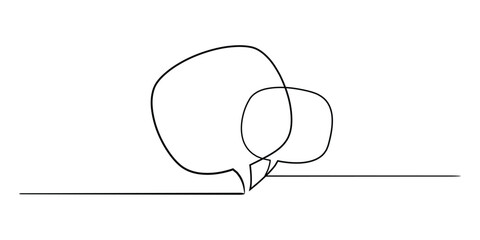 Speech bubble continuous one line drawing vector illustration