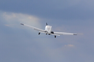 Fototapeta na wymiar Small private aeroplane, small white aircraft