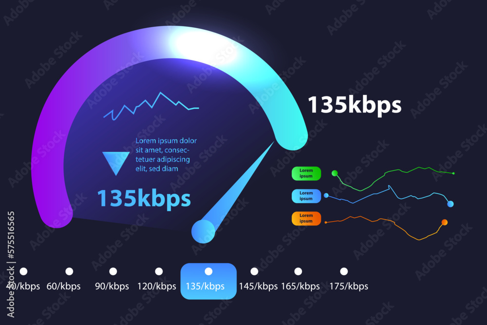 Wall mural futuristic internet speed meter dial network test vector illustration