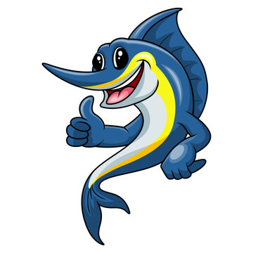 Cute marlin fish waving hand
