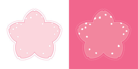 素材_フレームのセット_桜をモチーフにした春の飾り枠。シンプルで高級感のある囲みのデザイン。テキスト無し