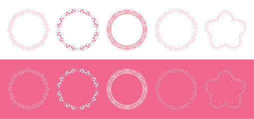 素材_フレームのセット_桜をモチーフにした春の飾り枠。シンプルで高級感のある囲みのデザイン。テキスト無し