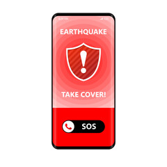 Earthquake app alert sos call emergency illustration