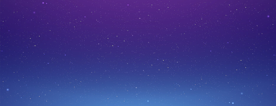 Night starry sky, blue shining space. Abstract background with stars, cosmos. illustration for banner, brochure, web design