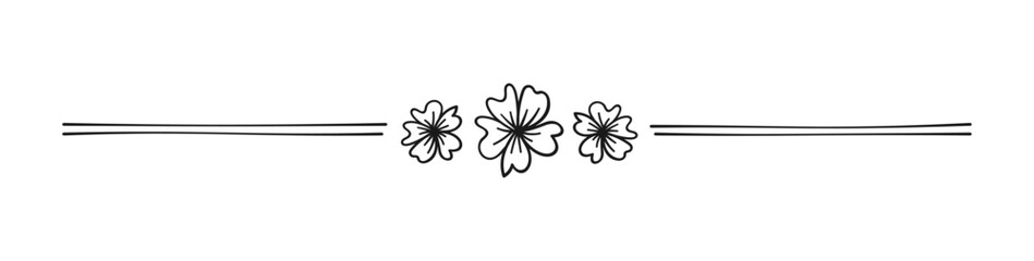 Cute floral page divider doodle illustrations. Simple flower border line art