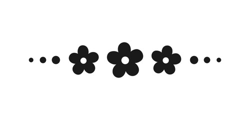 Cute floral page divider doodle illustrations. Simple flower border silhouette art