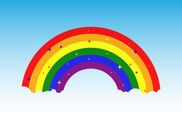 Fototapeta premium Color Rainbow With Clouds, With Gradient