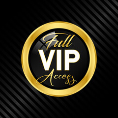 VIP badge in gold and black Round label Modern illustration