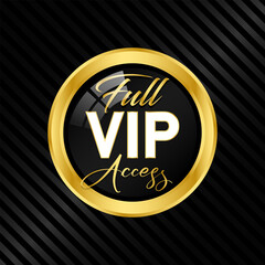 VIP badge in gold and black Round label Modern illustration