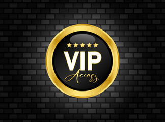 Obraz premium VIP badge in gold and black Round label Modern illustration