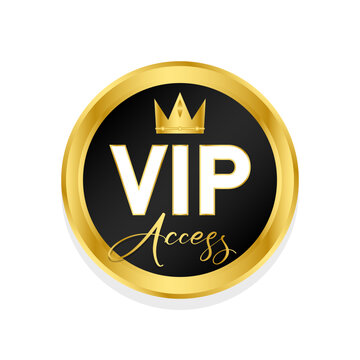 VIP badge in gold and black Round label Modern illustration