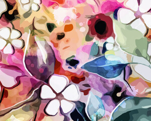 Rainbow Garden - Abstract Botanical Art 