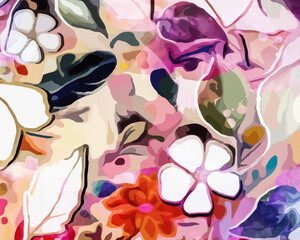 Rainbow Garden - Abstract Botanical Art 