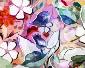 Rainbow Garden - Abstract Botanical Art 
