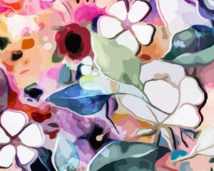Rainbow Garden - Abstract Botanical Art 