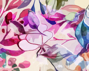 Rainbow Garden - Abstract Botanical Art 