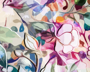 Rainbow Garden - Abstract Botanical Art 