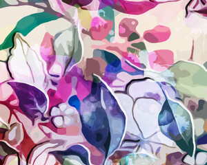 Rainbow Garden - Abstract Botanical Art 