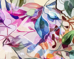 Rainbow Garden - Abstract Botanical Art 