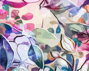 Rainbow Garden - Abstract Botanical Art 