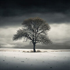 tree in winter. Generative AI