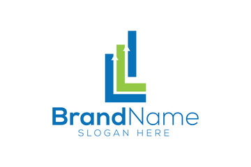 Minimal letter L arrow icon logo design template