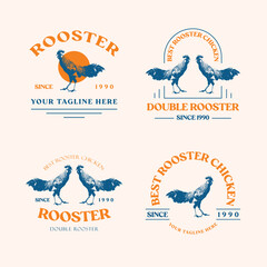 Set of rooster illustration logos for chicken farming business