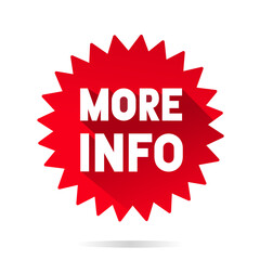 More info sticker banner design. Flat style vector icon.