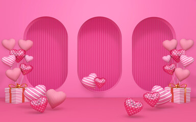 Valentine's day with space for message in background. 3D illustration, 3D rendering