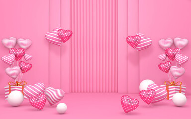 Valentine's day with space for message in background. 3D illustration, 3D rendering	
