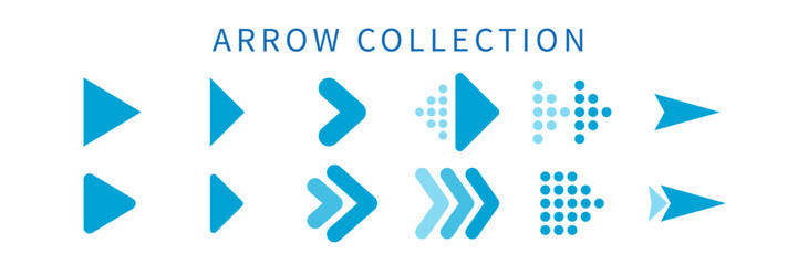 Set of blue arrow colection for template desgin