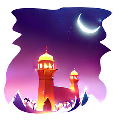 Naklejka premium mosque islamic celebrate gradient generative ai