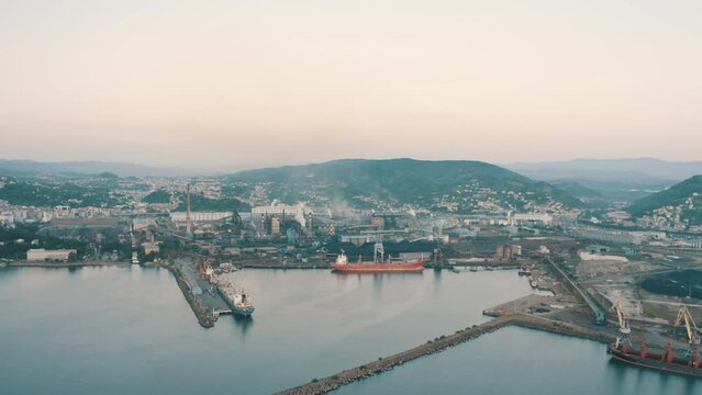 Aerial vierw of Zonguldak City landscape. 4K Footage in Turkey
