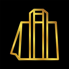 shopping bag icon, shopping bag vector logo template in gold color