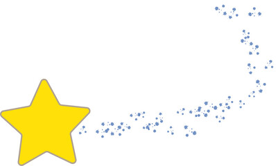 Yellow star with meteor streaks, twinkle and twinkle, meteor streaks