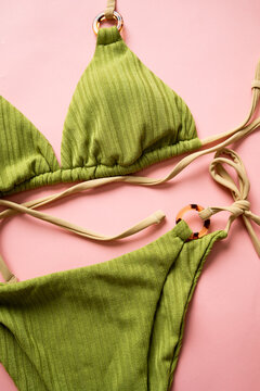 close up swimwear in pink background shoot in studio no people