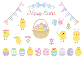 イースター　かわいいひよこのイラスト素材セット © chie
