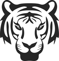 A graceful black white logo tiger. Isolated on a white background.