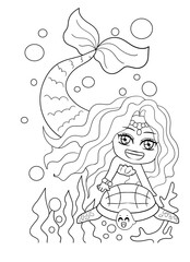 Cute mermaids coloring pages for kids