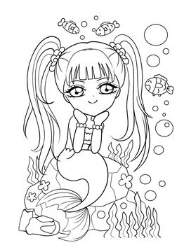 Cute mermaids coloring pages for kids