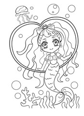 Cute mermaids coloring pages for kids