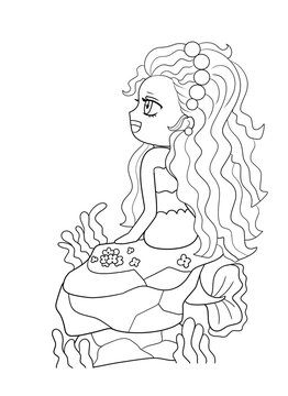 Cute mermaids coloring pages for kids