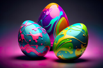 Colorful Easter Eggs. Generative Ai