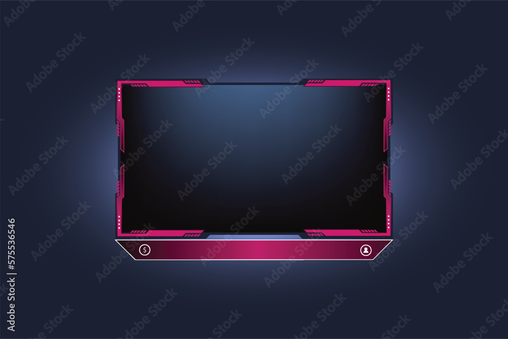 Poster dark girly overlay frame design with abstract shapes for online girl gamers. futuristic broadcast sc